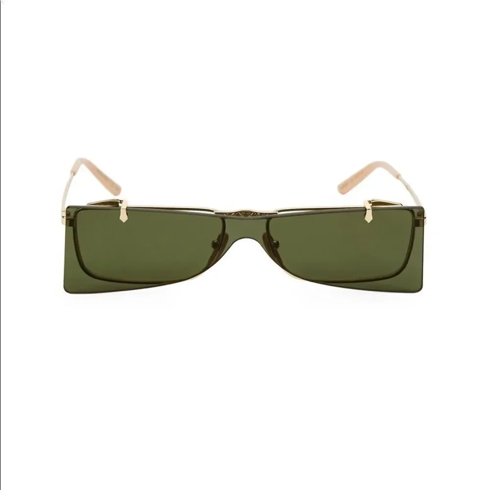 Gucci 56mm Flip-up Rectangle Unisex Sunglasses Dark Grey / Gold Limited-Edition